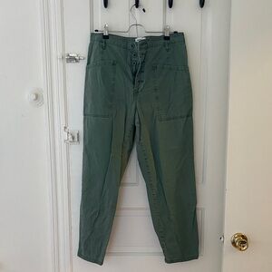 Green barrel leg pants